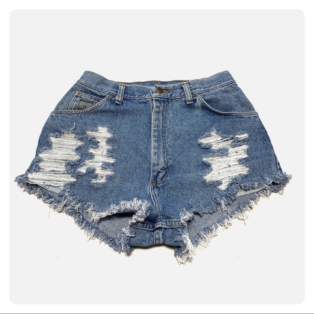 WRANGLER Waist 28-29 Hand-Distressed Cutoffs 323RE